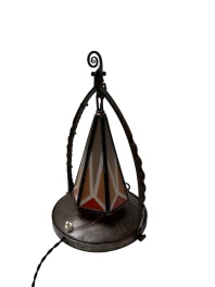 Art Deco Amsterdamse School Table Lamp by Amsterdamsche Kunstsmederij, 1920s